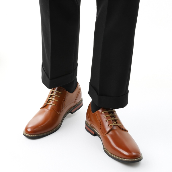 Men's Pain-Toe PU Leather Oxford Shoes - BROWN - 1